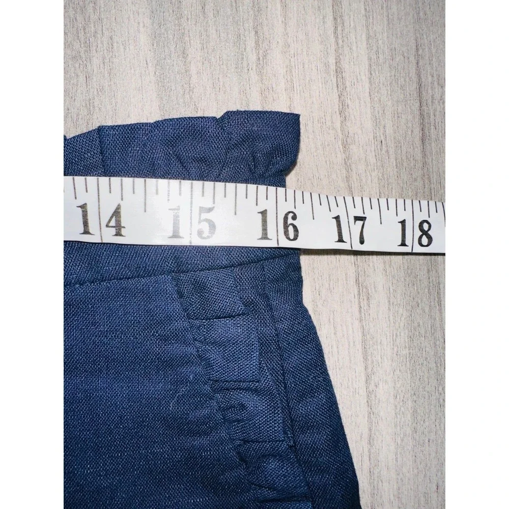 D4 J Crew Shorts Linen Navy‎ Blue Ruffle Size 6 Women's 3